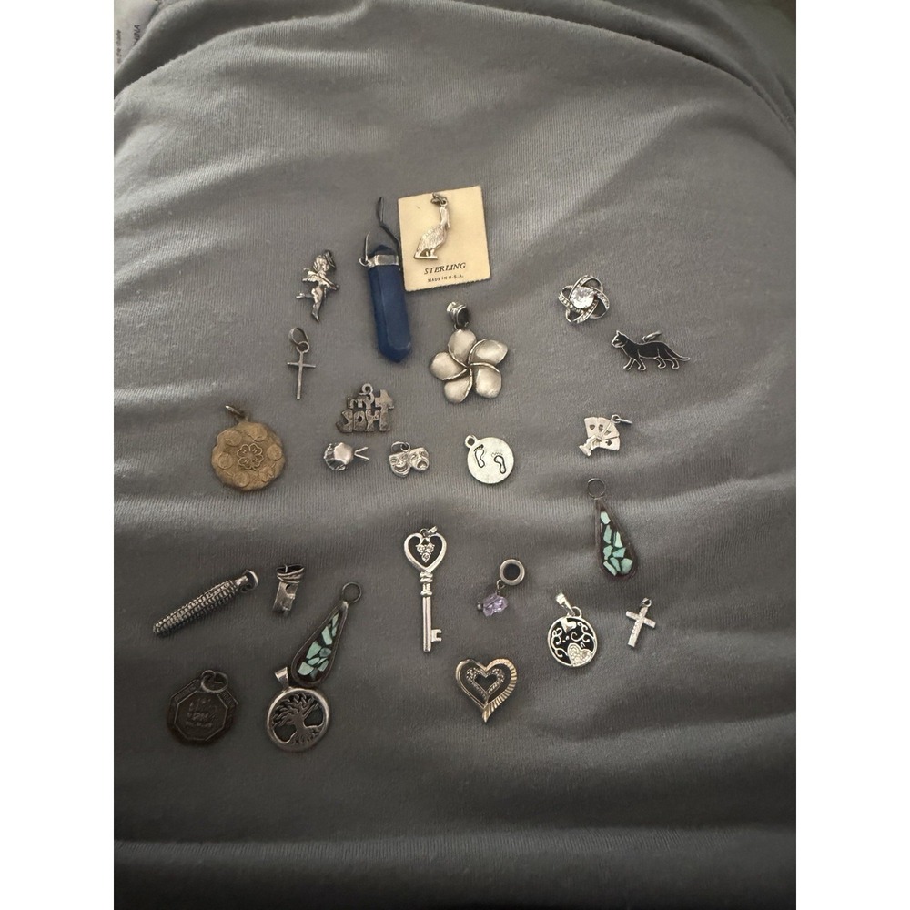 Vintage 925 Sterling Silver 23 Pendant Charm Lot 53 Grams No Scrap #450